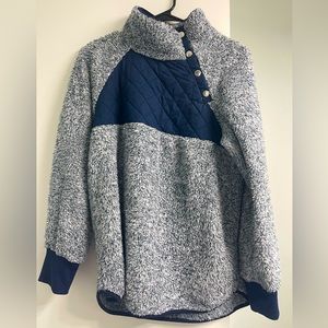 Blue fuzzy pullover- medium